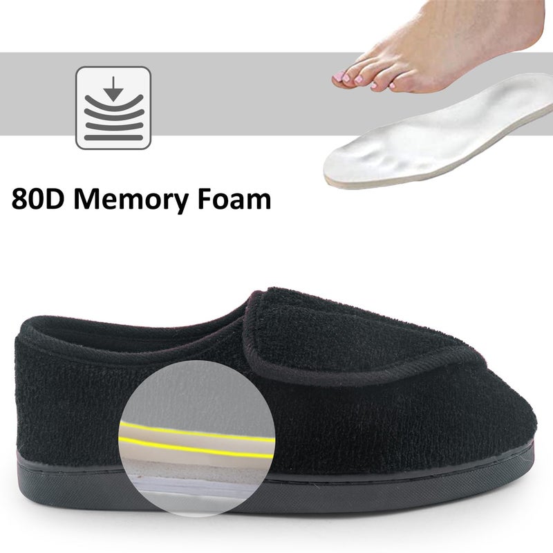 Git-up Women Diabetic Slippers Arthritis Edema Memory Foam Closed Toed Slippers, Black, 7 D(M) US - Image 3